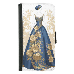 Blue and gold ballroom gown samsung galaxy s5 wallet case