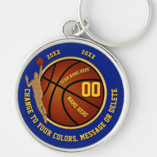 Blue and Gold Basketball Keychains, Personalized Keychain