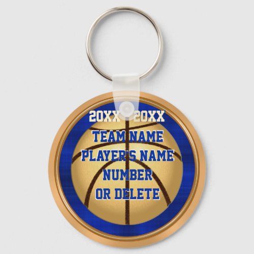 Blue and Gold Basketball Keychains with YOUR TEXT