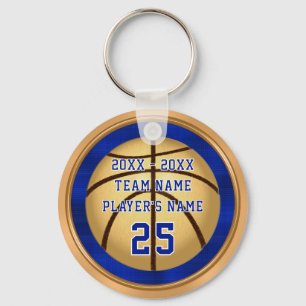 Blue and Gold Basketball Keychains with YOUR TEXT