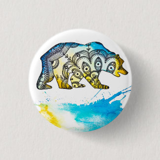 Blue and Gold Bear Pin By Megaflora
