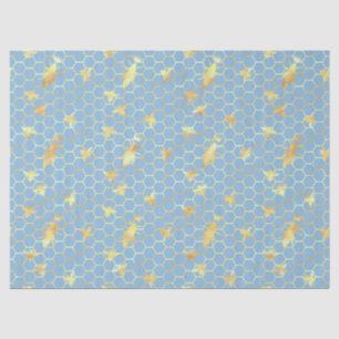 Blue and Gold Bees Series Design #17 Tissue Paper