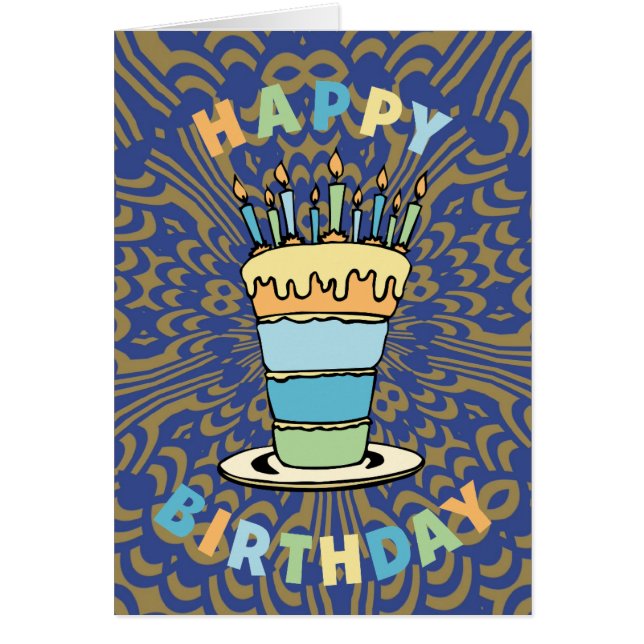 Blue and Gold Birthday Card (Front)