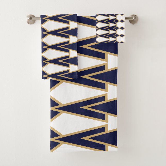 Blue and Gold Bowties  Bath Towel Set (Insitu)