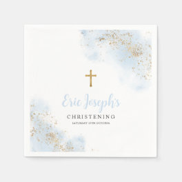 Blue and Gold Boys Christening Baptism Napkins