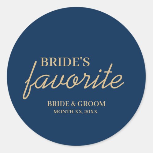 Blue and Gold Brides Favorite Snack Wedding Classic Round Sticker