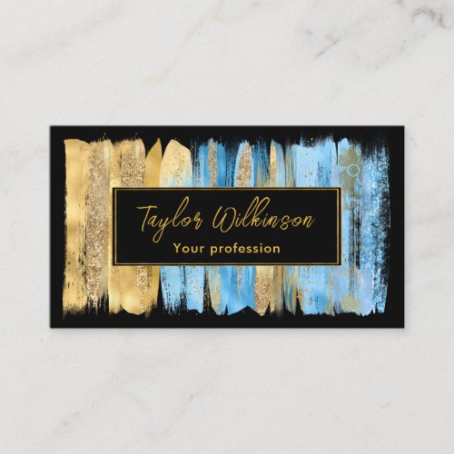  Blue and Gold Brush Strokes Business Card