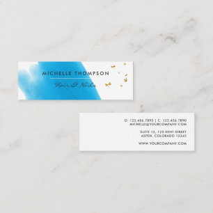 Blue and Gold Brushstrokes Square Business Card