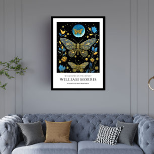 Blue and gold butterflies William Morris Framed Art