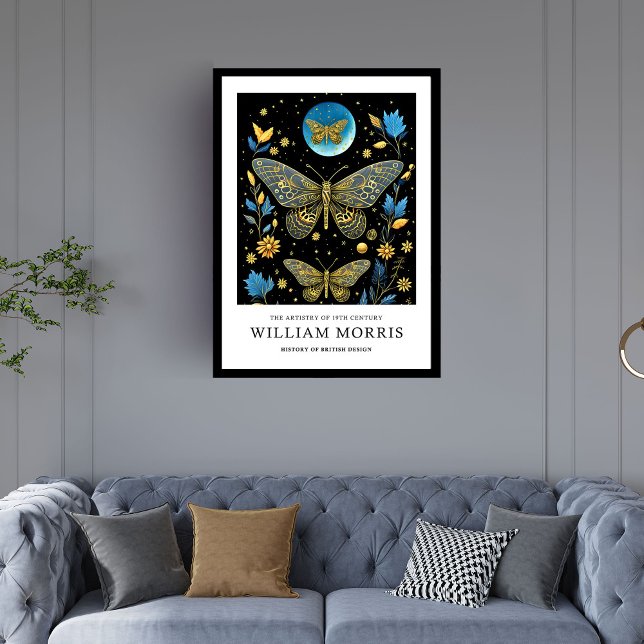 Blue and gold butterflies William Morris Framed Art (Blue and gold butterflies William Morris Framed Art)