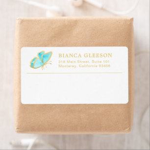 Blue and Gold Butterfly Elegant Business Label