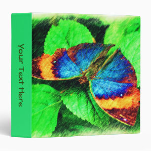 Blue And Gold Butterfly Nature Art Personalized 3 Ring Binder