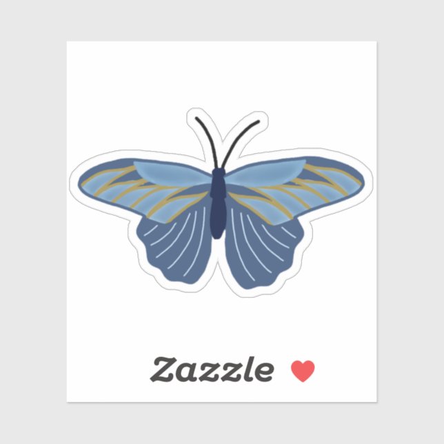 Blue and Gold Butterfly Sticker (Sheet)
