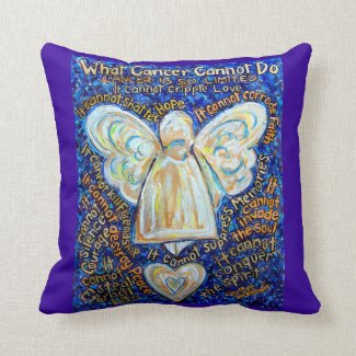 Blue and Gold Cancer Angel Decorative Throw Pillow