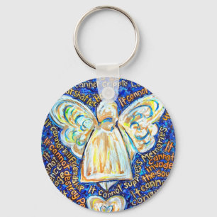Blue and Gold Cancer Angel Keychain