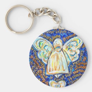Blue and Gold Cancer Angel Keychain