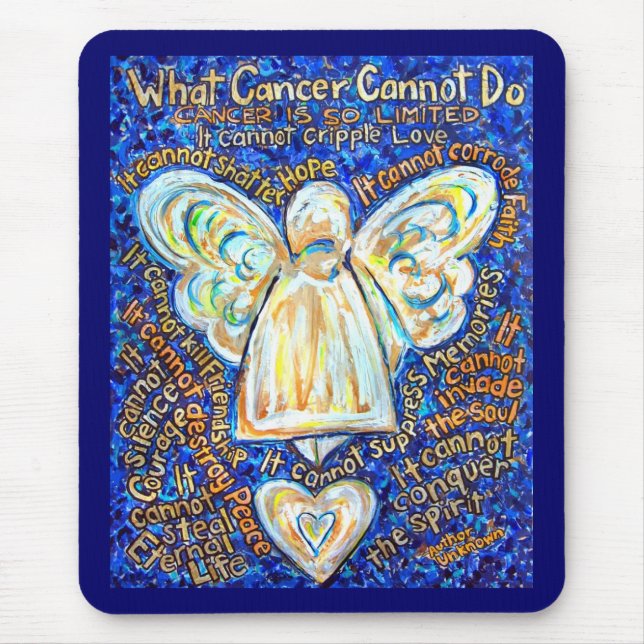 Blue and Gold Cancer Angel Mousepad (Front)