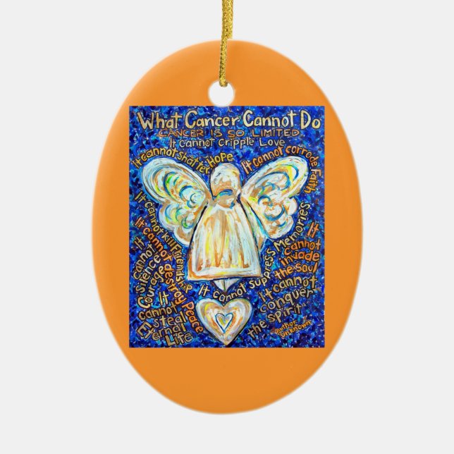 Blue and Gold Cancer Angel Ornament Customized (Front)