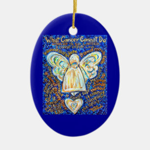 Blue and Gold Cancer Angel Ornament Customized
