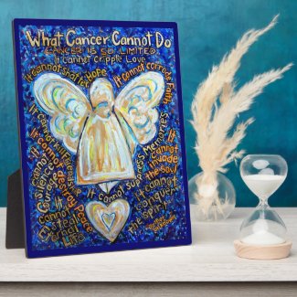 Blue and Gold Cancer Angel Painting Poem Plaque