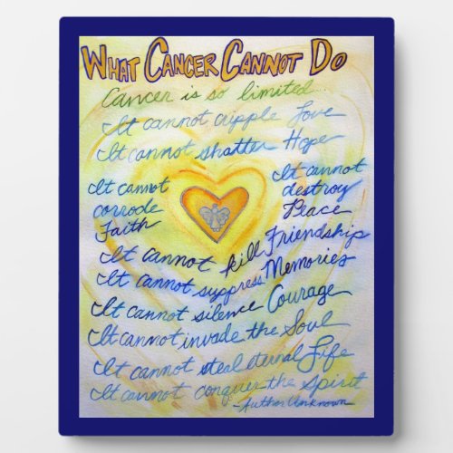Blue and Gold Cancer Angel Painting Poem Plaque
