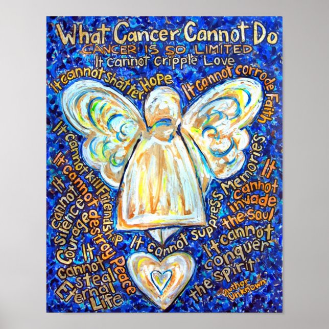 Blue and Gold Cancer Angel Poster (Front)