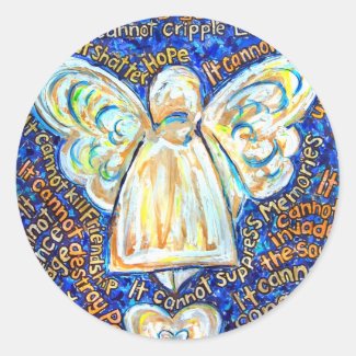 Blue and Gold Cancer Angel Stickers
