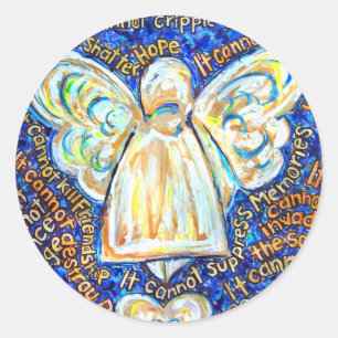 Blue and Gold Cancer Angel Stickers