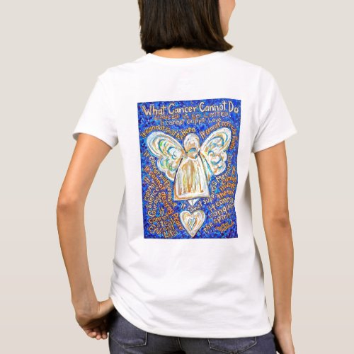 Blue and Gold Cancer Angel T_shirt Print on Back