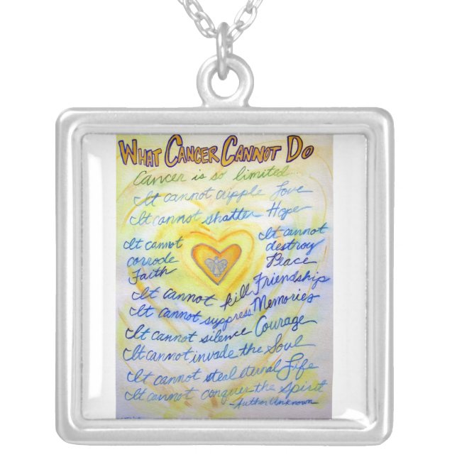 Blue and Gold Cancer Cannot Do Necklace Jewelry (Front)