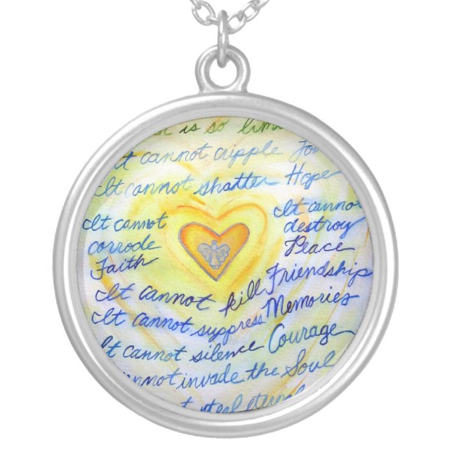 Blue and Gold Cancer Cannot Do Necklace Jewelry (Front)