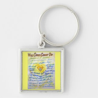 Blue and Gold Cancer Cannot Heart Keychain
