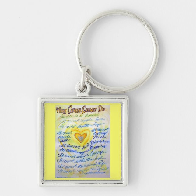 Blue and Gold Cancer Cannot Heart Keychain (Front)