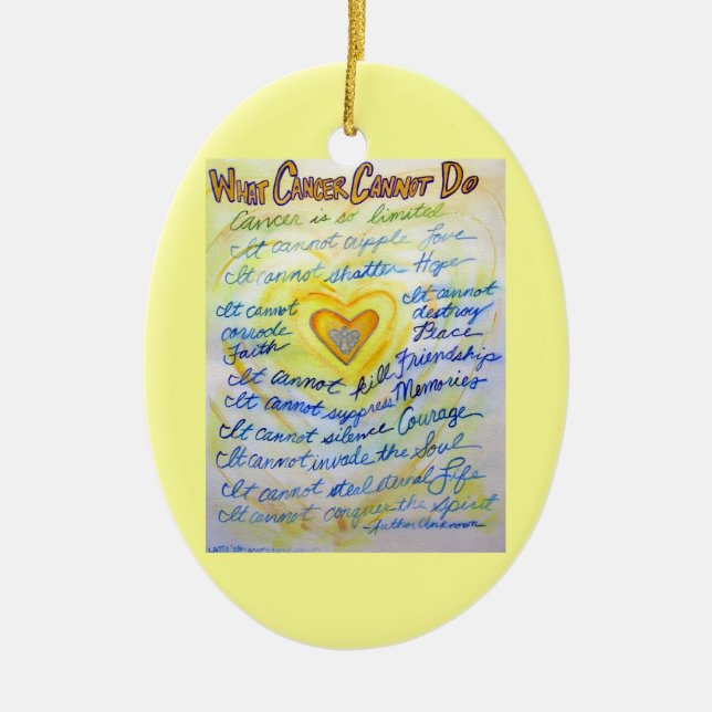Blue and Gold Cancer Heart Ornament Customized (Front)