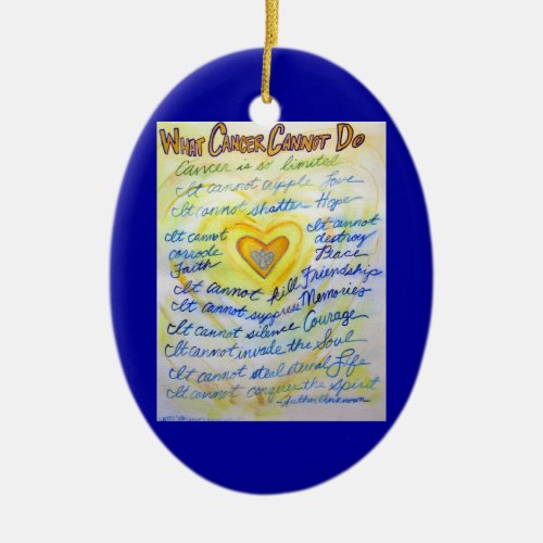 Blue and Gold Cancer Heart Ornament Customized