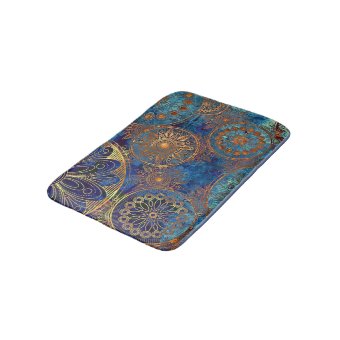 Blue and Gold Celestial Bath Mat Custom Colors | Zazzle