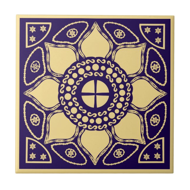 Blue and Gold Ceramic Tile (Front)