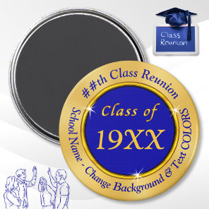 Blue and Gold Cheap Class Reunion Favors Magnets