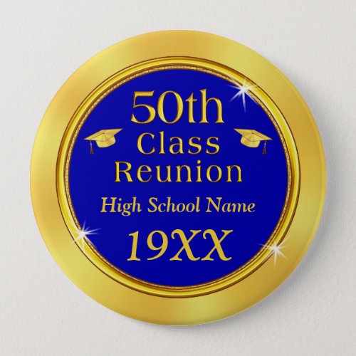 Blue and Gold Cheap Class Reunion Gift Ideas Button