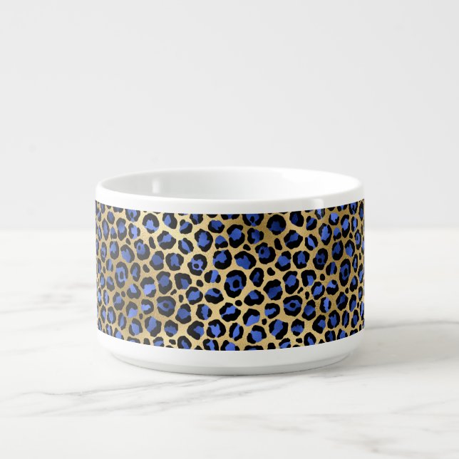 Blue and Gold Cheetah Print Bowl (Center)