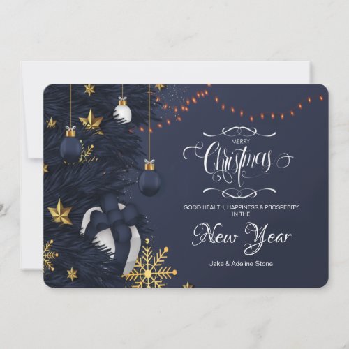 Blue and Gold Christmas Greeting Card