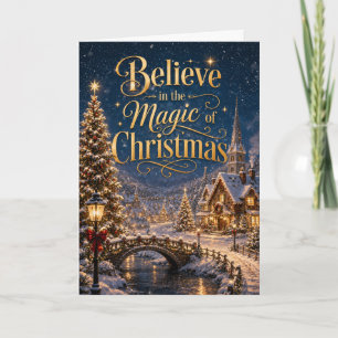 Blue and Gold Christmas Magic Card