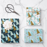 Blue and Gold Christmas Trees Wrapping Paper Sheets<br><div class="desc">Blue and gold Christmas trees,  stars and squiggles accent these wrapping paper sheets,  fun for your gift-giving.</div>