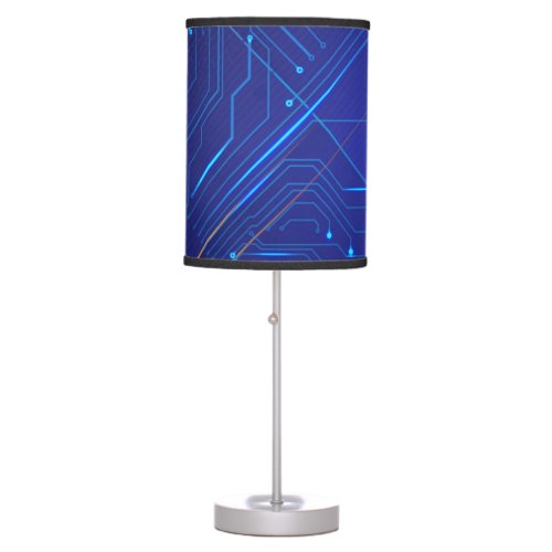Blue and Gold Circuit Pattern Table Lamp