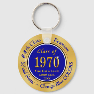 Blue and Gold Class of 1970 Personalized Reunion Keychain