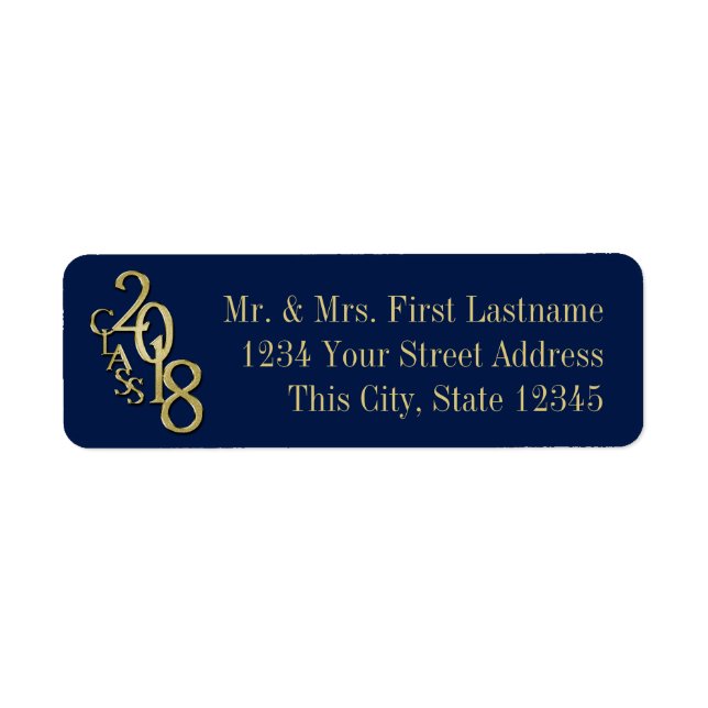 Blue and Gold Class of 2018 Graduation Label (Front)
