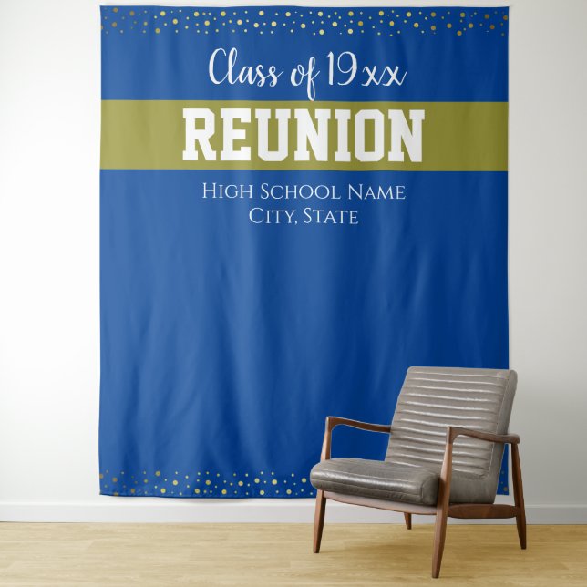 Blue and Gold Class Reunion Any Year Tapestry (In Situ)
