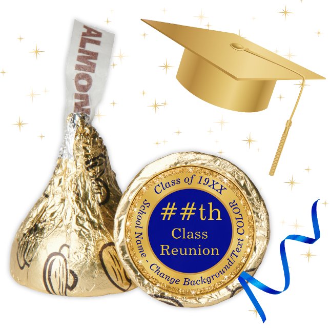 Blue and Gold, Class Reunion Favors, Hershey®'s Kisses® (Blue and Gold, Class Reunion Party Favors for ANY YEAR. Personalized Hershey Kisses. Chocolate Favor)