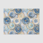 Blue and Gold Clock Pattern Tissue Paper