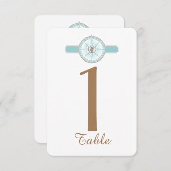 Blue And Gold Compass Rose Wedding Table Number by NoteableExpressions at Zazzle